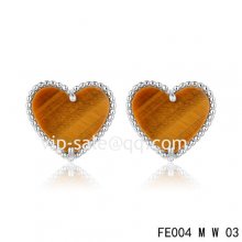 Cheap Van Cleef & Arpels Sweet Alhambra Heart Earrings White Gold,Tiger??S Eye